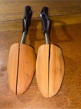 Wooden Shoe Trees with Black Handles - Pair